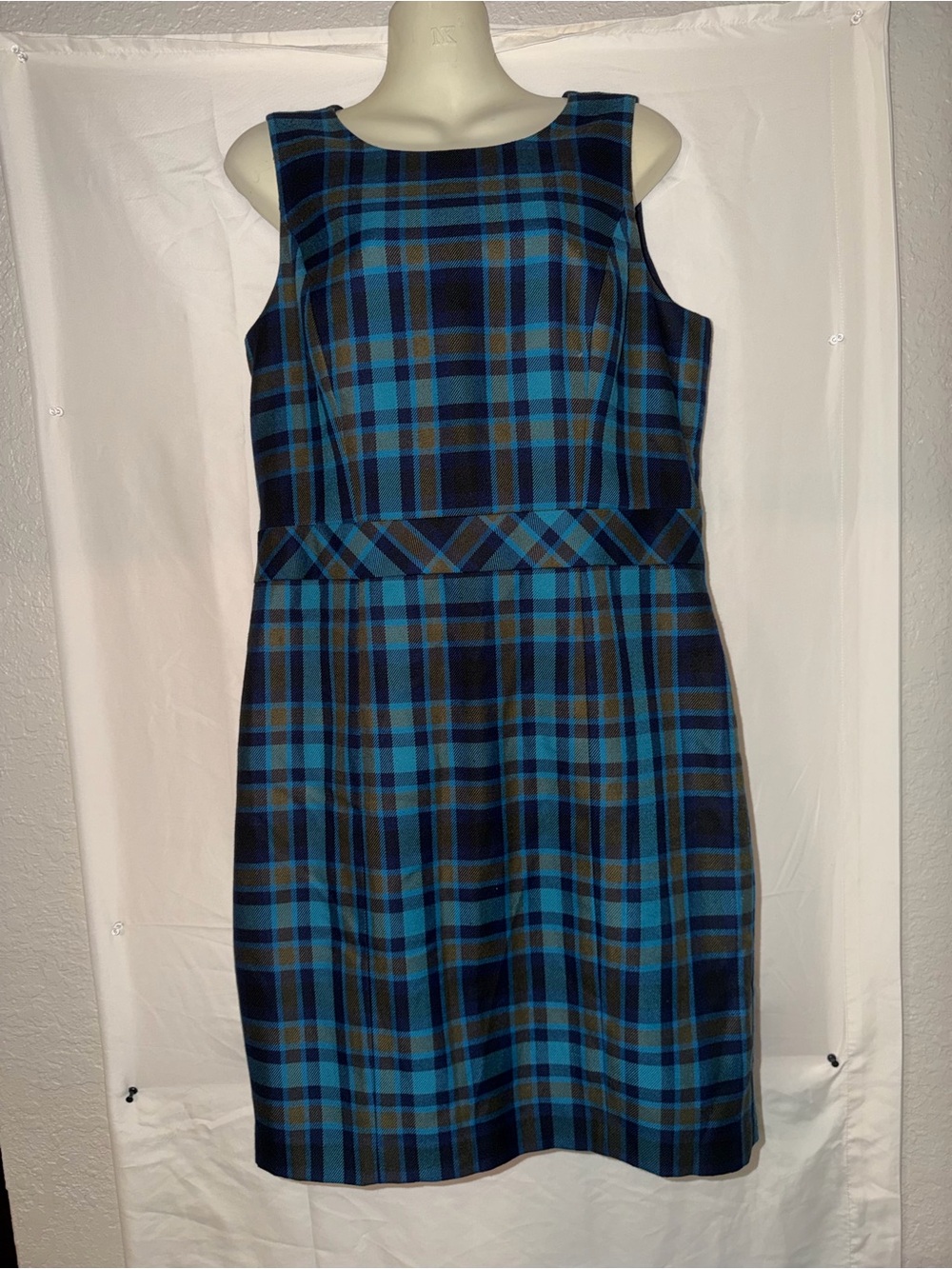Tommy Hilfiger Blue and Navy Plaid Sheath Dress